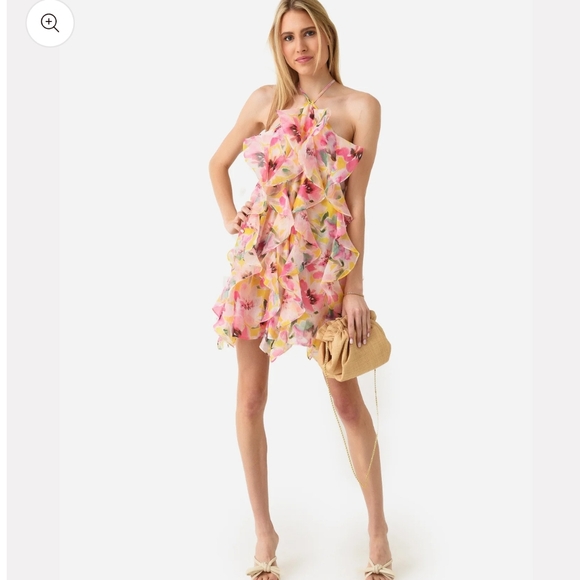 NWOT MISA Los Angeles Miah Floral Ruffle Hello Yellow Floral Dress Size Small - Picture 1 of 10